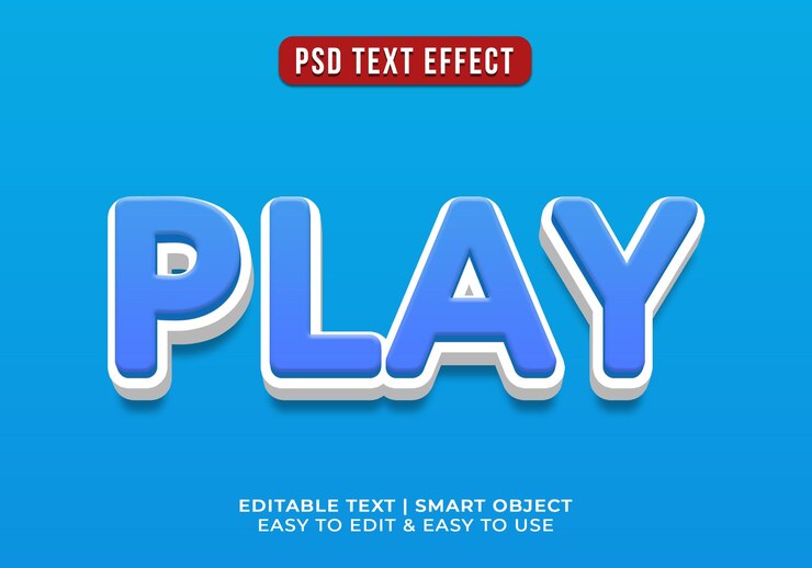 PSD Gratis editable 3d style play text effects