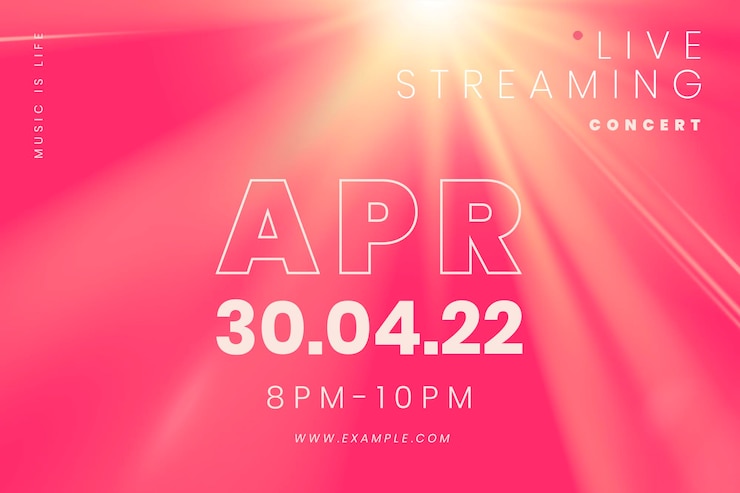 PSD Gratis editable banner template psd with light effect for live streaming concert in the new normal