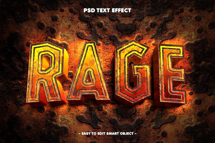 PSD Gratis editable burning rage style text effect