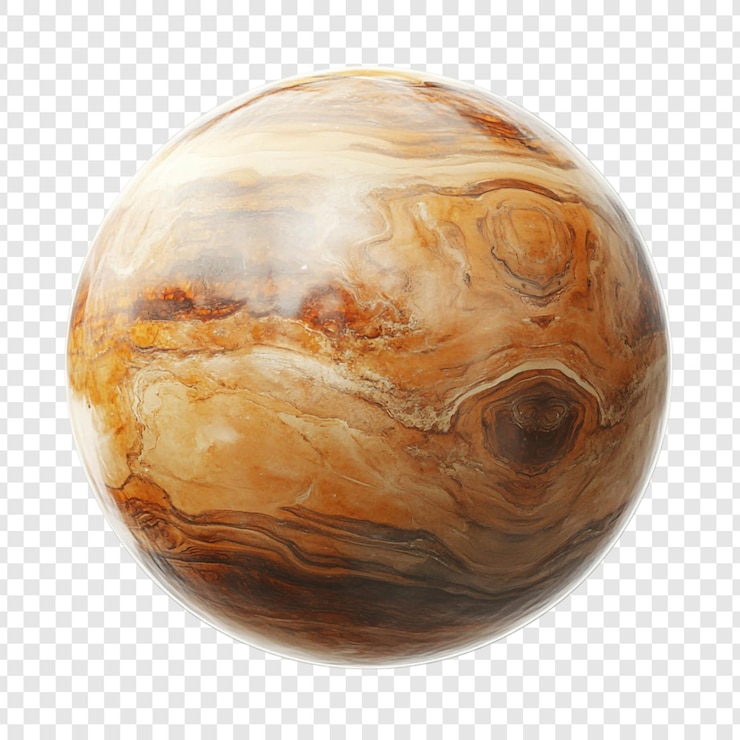 Gratis PSD een bolvormig object met een unieke houtachtige textuur met wervelende patronen van lichte en donkerbruine tinten die lijken op een planeet of een hemellichaam
