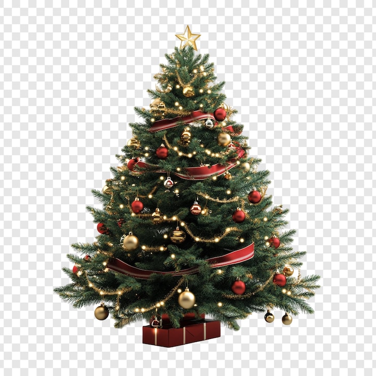 Gratis PSD een feestelijke kerstboom prachtig versierd