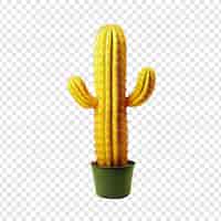 Gratis PSD een gele cactus geïsoleerd op een doorzichtige achtergrond