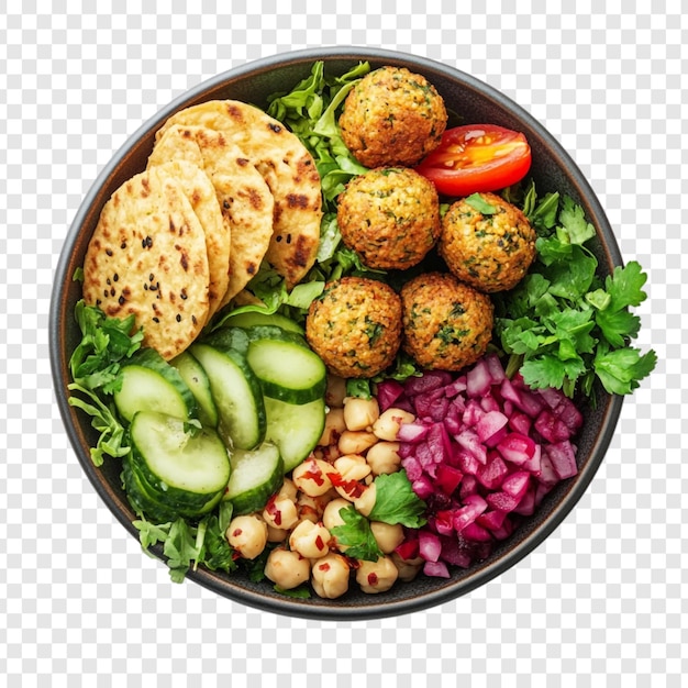 Een heerlijke falafelbak Een levendige en gezonde mediterrane maaltijd