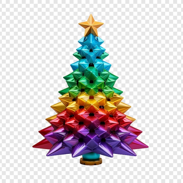 Gratis PSD een kerstboom met een ster erop geïsoleerd op een transparante achtergrond