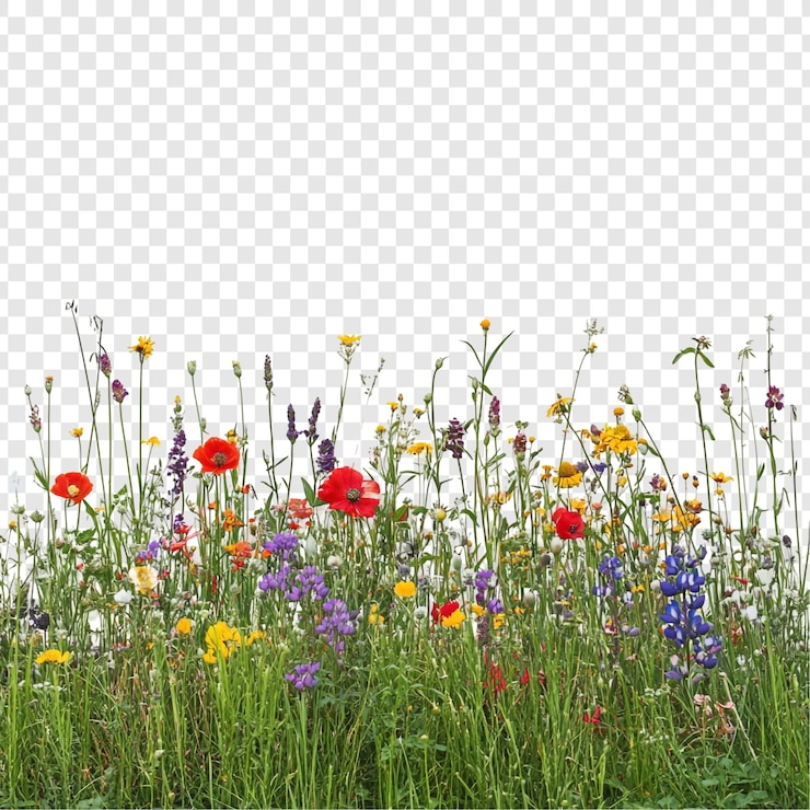 Gratis PSD een levendige wildbloemenweide in de zomer