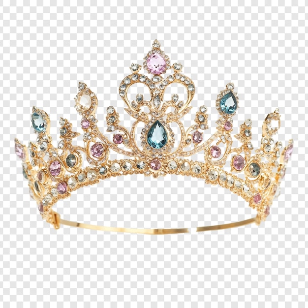 Een majestueuze gouden kroon versierd met glinsterende edelstenen