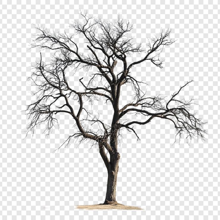 Gratis PSD een majestueuze kale boom in de winter
