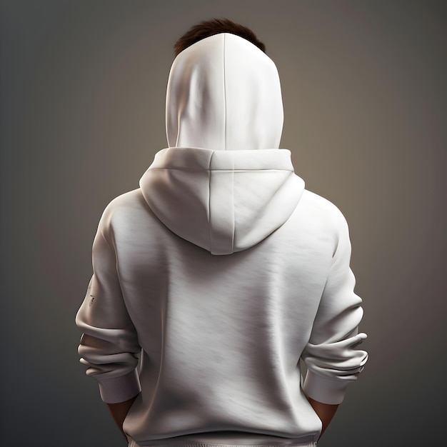 Gratis PSD een man in een witte hooded sweatshirt 3d rendering