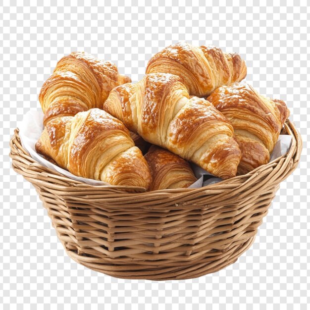 Een mand met gouden croissants