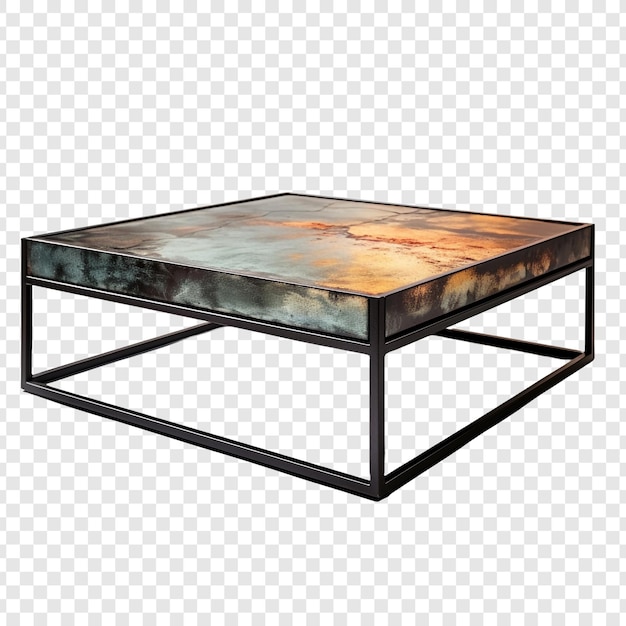 Een metalen koffietafel geïsoleerd op een transparante achtergrond