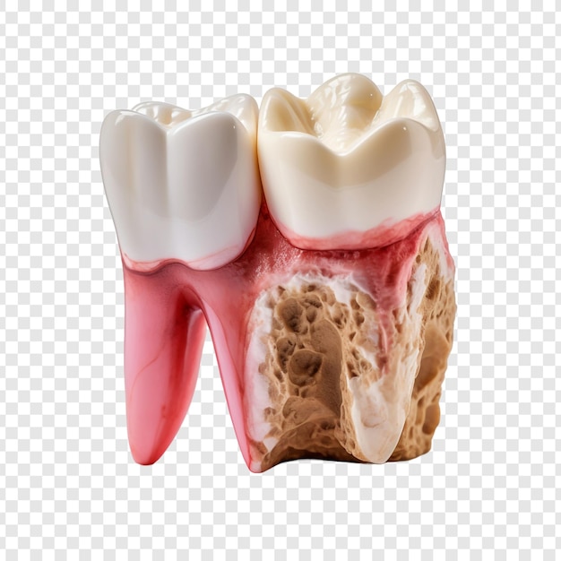 Gratis PSD een pijnlijke tand te midden van gezonde tanden geïsoleerd op een transparante achtergrond