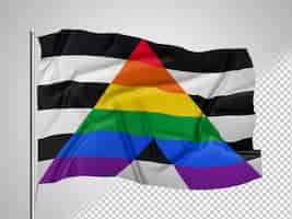 Gratis PSD een regenboogvlag met een driehoek in het midden