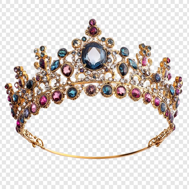 Een schitterende kroon met juwelen, een symbool van koninklijkheid en macht, versierd met levendige edelstenen en ingewikkelde gouden details.