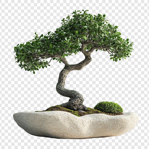 Een serene bonsai in een elegante pot, een symbool van rust en geduld