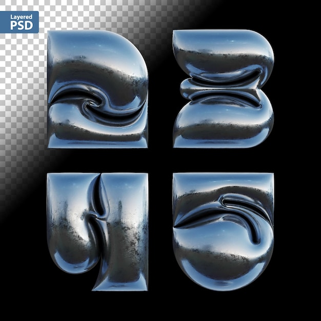 Gratis PSD een set van 3d-letters met de cijfers 2 3 4 5