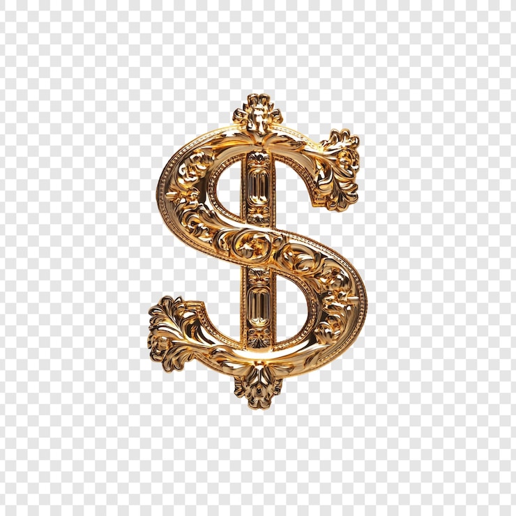 Gratis PSD een sierlijk gouden dollarbord, een symbool van rijkdom en luxe