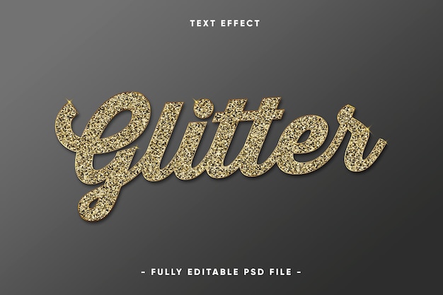 Gratis PSD een tekstontwerp met gouden glitter