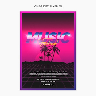 Eenzijdige a5-flyer voor muziekfestival 80's