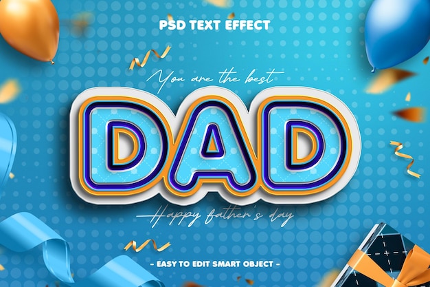 PSD gratuito efecto de estilo 3d editable para el texto de papá