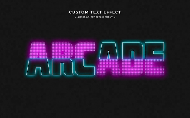 Efecto de estilo de texto 3d arcade de neón