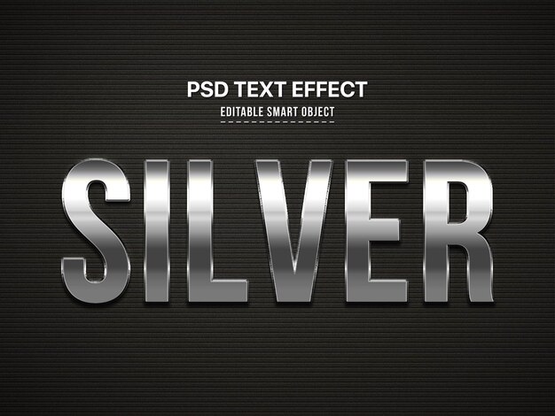 Efecto de estilo de texto 3D plateado