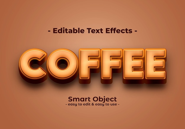 PSD gratuito efecto de estilo de texto de café