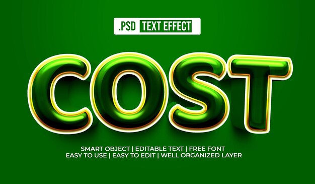 Efecto de estilo de texto de coste