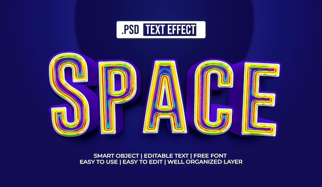 PSD gratuito efecto de estilo de texto espacial