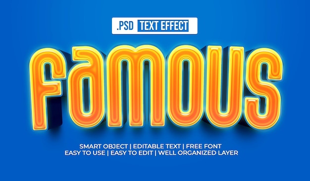 PSD gratuito efecto de estilo de texto famoso