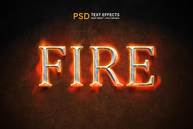 PSD gratuito efecto de estilo de texto de fuego