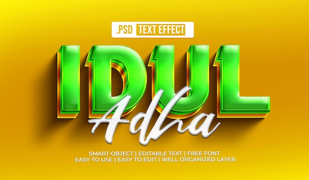 PSD gratuito efecto de estilo de texto de idul adha