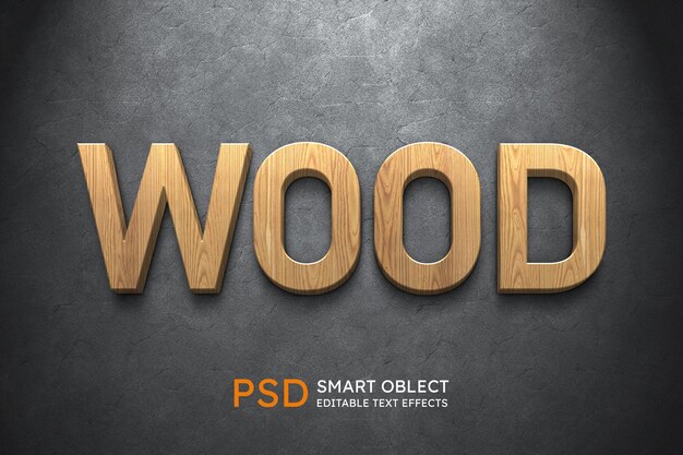Efecto de estilo de texto de madera