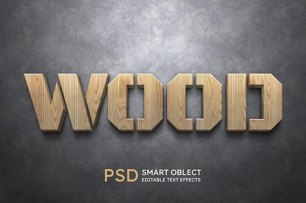 PSD gratuito efecto de estilo de texto de madera