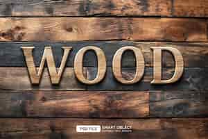 PSD gratuito efecto de estilo de texto de madera