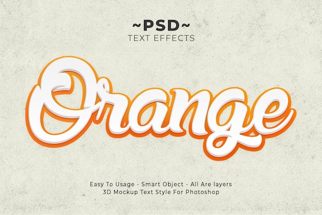 PSD gratuito efecto de estilo de texto naranja