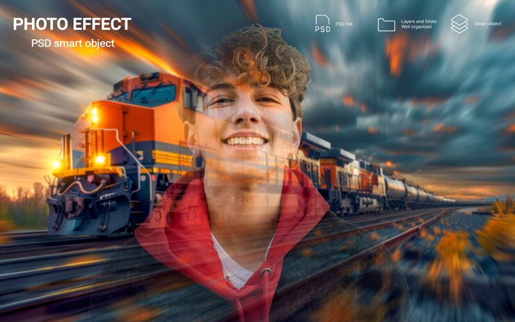 PSD gratuito efecto de foto de doble exposición