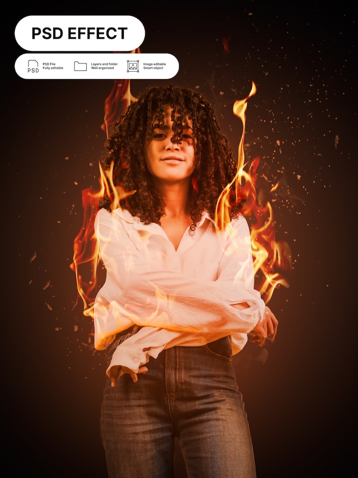 PSD gratuito efecto de foto de fuego