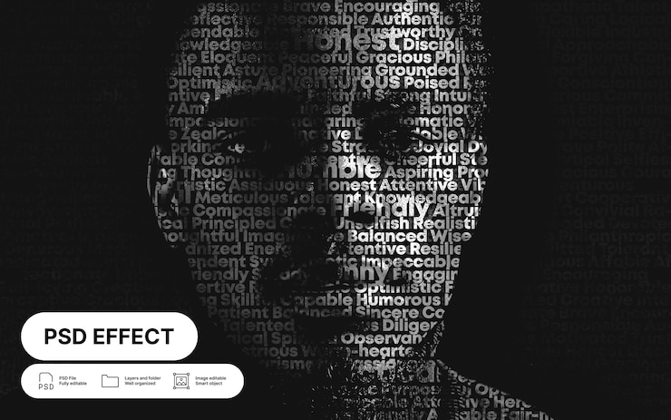 PSD gratuito efecto de foto de tipografía