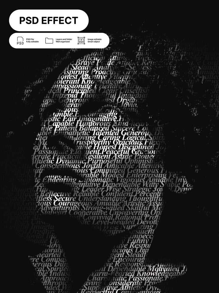 PSD gratuito efecto de foto de tipografía