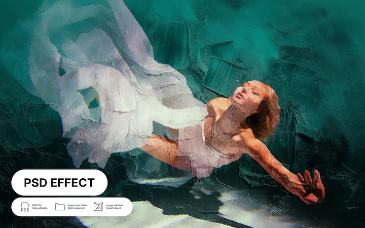 PSD gratuito efecto de fotografía de pintura