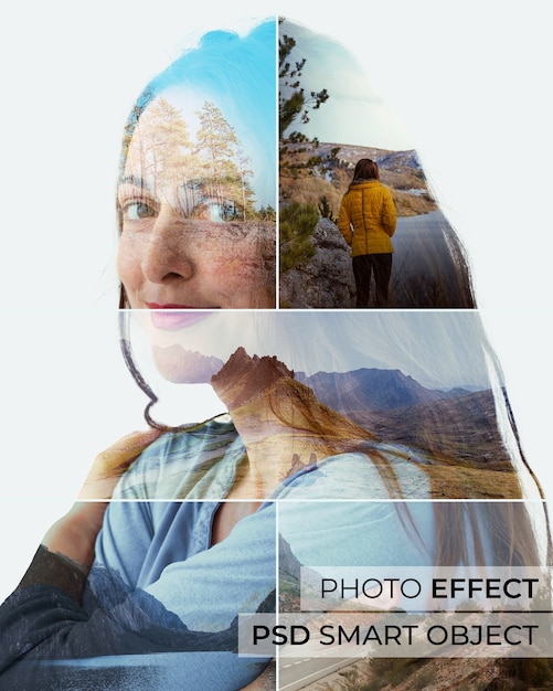 Efecto fotográfico de formas de doble exposición.