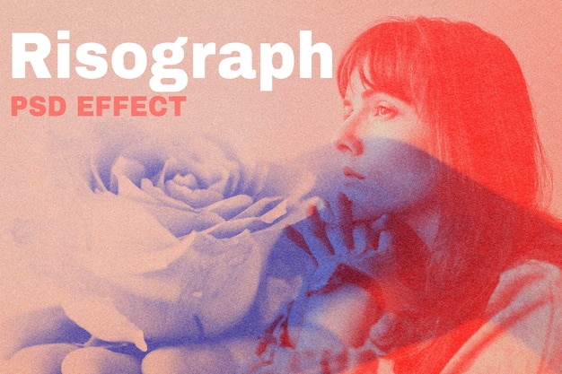 Efecto psd risograph, complemento de photoshop, medios remezclados