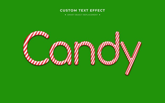 efecto de texto 3d de bastón de caramelo