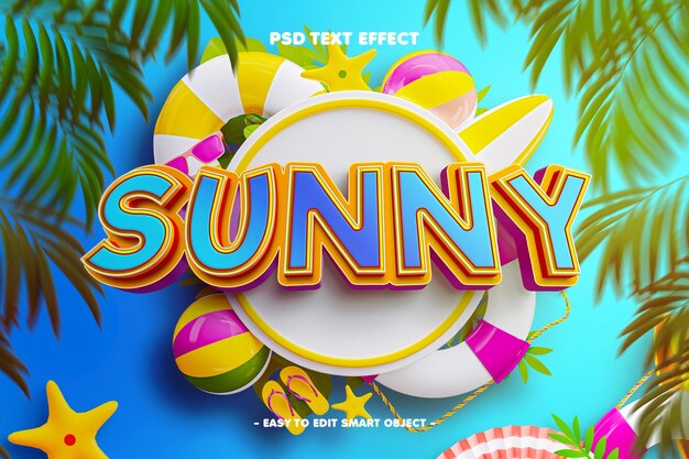 Efecto de texto 3D editable de Sunny