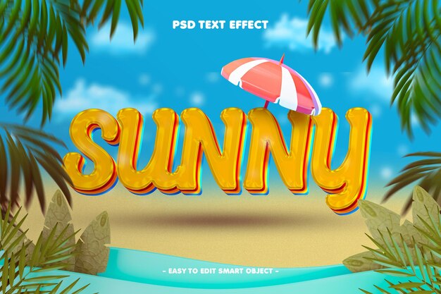 Efecto de texto 3D editable de Sunny