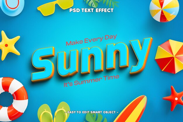 Efecto de texto 3D editable de Sunny