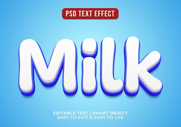Efecto de texto 3D de estilo leche editable