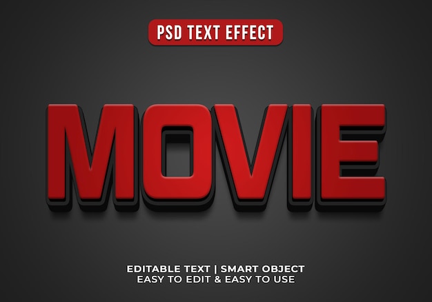 PSD gratuito efecto de texto 3d de estilo película editable
