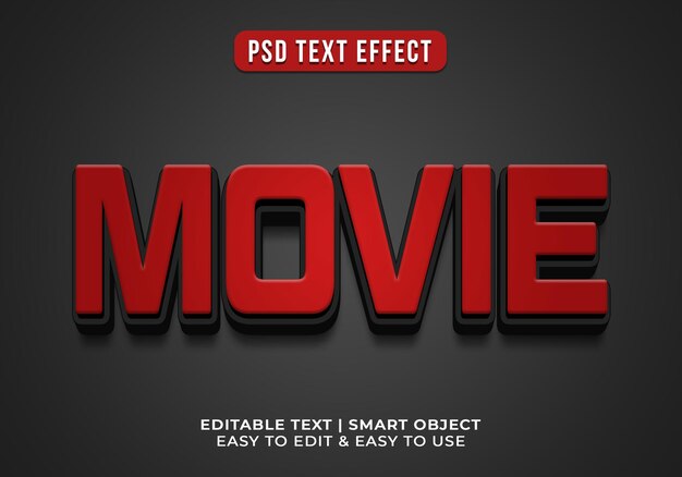 Efecto de texto 3D de estilo película editable