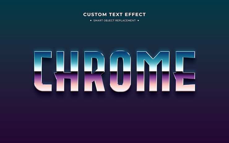 PSD gratuito efecto de texto 3d de estilo retro cromado